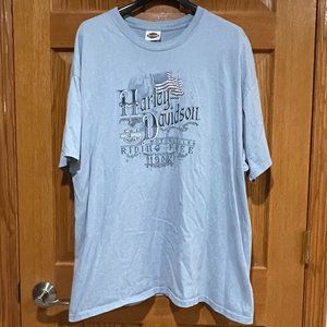 HARLEY-DAVIDSON Motorcycle Men's 2XL Fargo ND Blue Short Sleeve T-Shirt Shirt